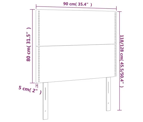 Gultas Galvgalis Ar Led, 90X5X118/128 Cm, Rozā Samts Vidaxl