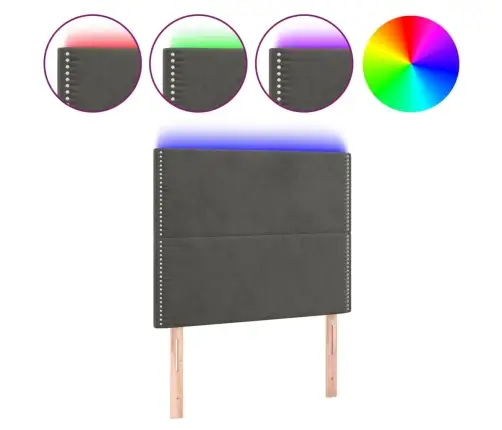 Gultas Galvgalis Ar Led, 100X5X118/128 Cm, Tumši Pelēks Samts Vidaxl