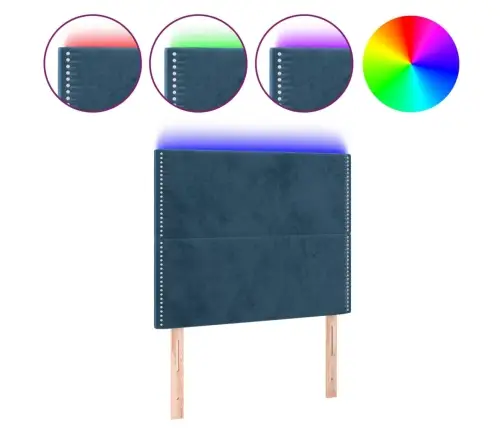 Gultas Galvgalis Ar Led, 100X5X118/128 Cm, Tumši Zils Samts Vidaxl