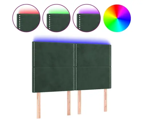 Gultas Galvgalis Ar Led, 144X5X118/128 Cm, Tumši Zaļš Samts Vidaxl