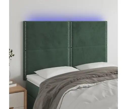 Gultas Galvgalis Ar Led, 144X5X118/128 Cm, Tumši Zaļš Samts Vidaxl