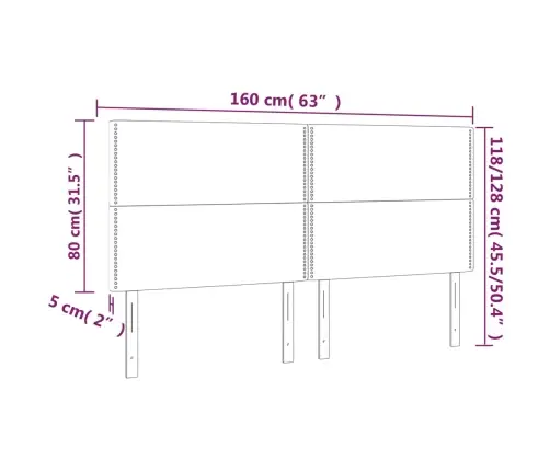 Gultas Galvgalis Ar Led, 160X5X118/128 Cm, Tumši Pelēks Samts Vidaxl