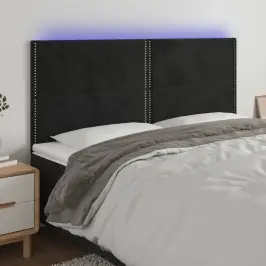 Gultas Galvgalis Ar Led, 160X5X118/128 Cm, Melns Samts Vidaxl
