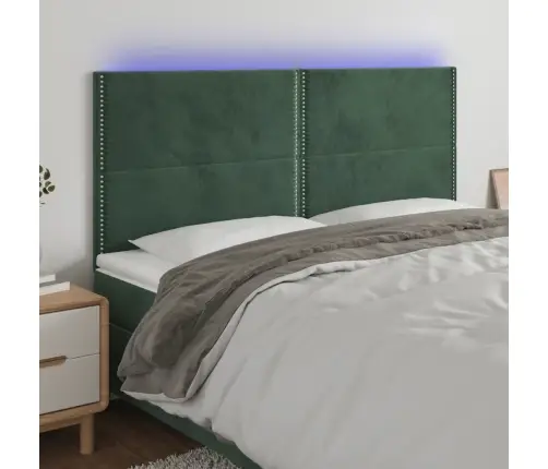 Gultas Galvgalis Ar Led, 160X5X118/128 Cm, Tumši Zaļš Samts Vidaxl