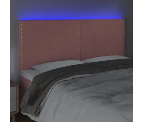 Gultas Galvgalis Ar Led, 160X5X118/128 Cm, Rozā Samts Vidaxl