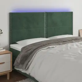 Gultas Galvgalis Ar Led, 180X5X118/128 Cm, Tumši Zaļš Samts Vidaxl
