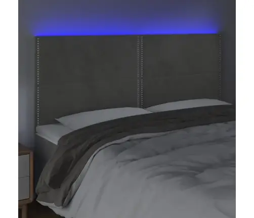 Galvūgalis Su Led, Šviesiai Pilkas, 200X5X118/128cm Aksomas