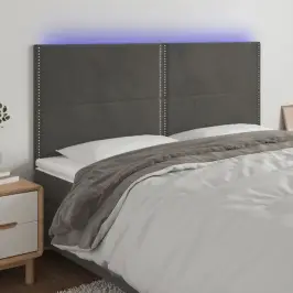 Gultas Galvgalis Ar Led, 200X5X118/128 Cm, Tumši Pelēks Samts Vidaxl