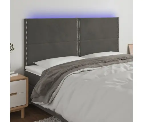 Gultas Galvgalis Ar Led, 200X5X118/128 Cm, Tumši Pelēks Samts Vidaxl