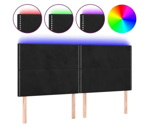 Led-Voodipeats, Must, 200X5X118/128 cm Samet