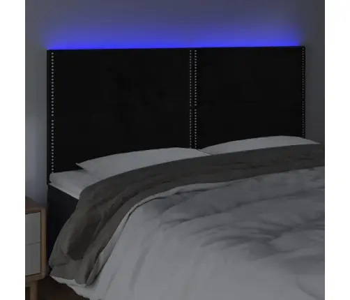 Led-Voodipeats, Must, 200X5X118/128 cm Samet