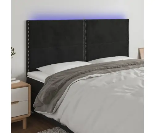 Led-Voodipeats, Must, 200X5X118/128 cm Samet