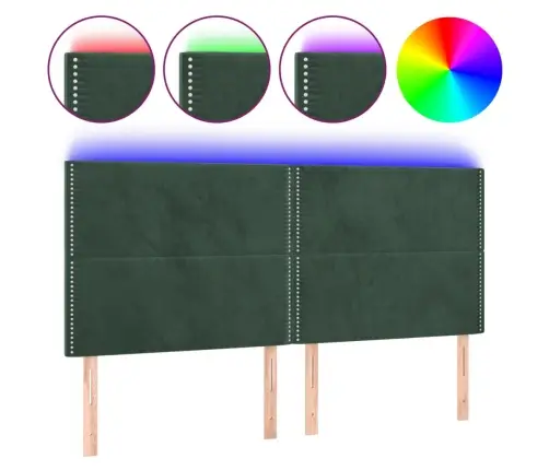 Gultas Galvgalis Ar Led, 200X5X118/128 Cm, Tumši Zaļš Samts Vidaxl