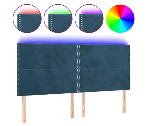 Gultas Galvgalis Ar Led, 200X5X118/128 Cm, Tumši Zils Samts Vidaxl