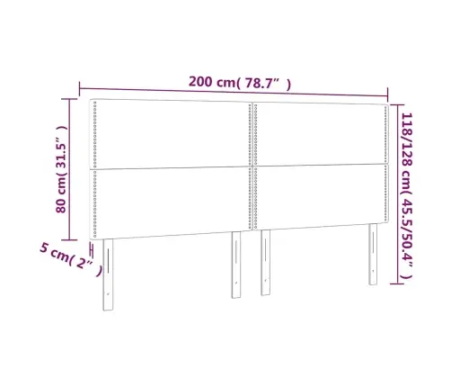 Gultas Galvgalis Ar Led, 200X5X118/128 Cm, Tumši Zils Samts Vidaxl
