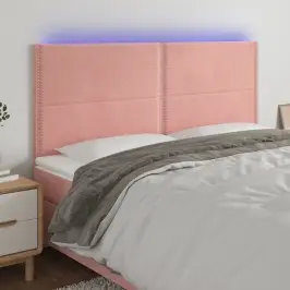 Gultas Galvgalis Ar Led, 200X5X118/128 Cm, Rozā Samts Vidaxl