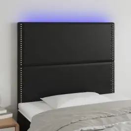 Gultas Galvgalis Ar Led, 80X5X118/128 Cm, Melna Mākslīgā Āda Vidaxl