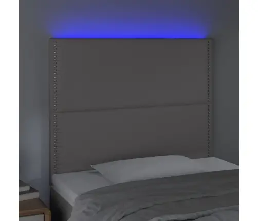 Gultas Galvgalis Ar Led, 80X5X118/128 Cm, Pelēka Mākslīgā Āda Vidaxl