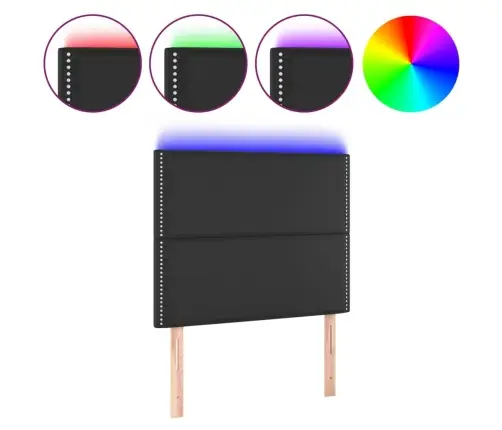 Galvūgalis Su Led, Juodos Spalvos, 90X5X118/128cm Dirbtinė Oda