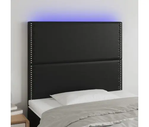 Galvūgalis Su Led, Juodos Spalvos, 90X5X118/128cm Dirbtinė Oda