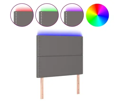 Galvūgalis Su Led, Pilkas, 90X5X118/128cm Dirbtinė Oda