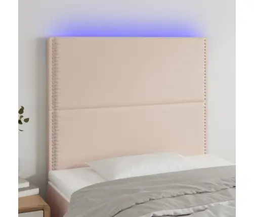 Gultas Galvgalis Ar Led, 90X5X118/128Cm, Kapučīno Mākslīgā Āda Vidaxl