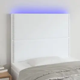 Gultas Galvgalis Ar Led, 100X5X118/128 Cm, Balta Mākslīgā Āda Vidaxl