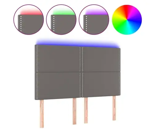 Gultas Galvgalis Ar Led, 144X5X118/128 Cm, Pelēks Mākslīgā Āda Vidaxl Gultas Galvgalis Ar Led, 144X5X118/128 Cm, Pelēks Mākslīgā Āda Vidaxl