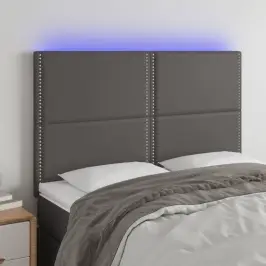 Gultas Galvgalis Ar Led, 144X5X118/128 Cm, Pelēks Mākslīgā Āda Vidaxl