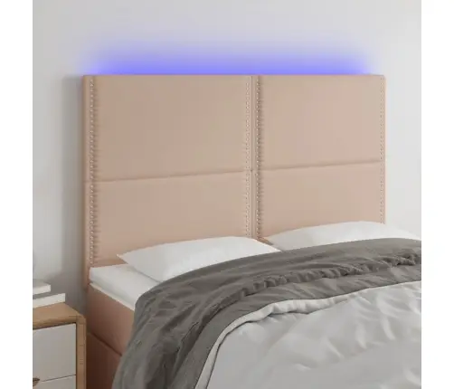 Led-Voodipeats, Cappuccino, 144X5X118/128 cm Kunstnahk