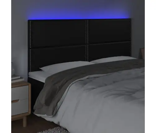 Led-Voodipeats, Must, 160X5X118/128 cm Kunstnahk