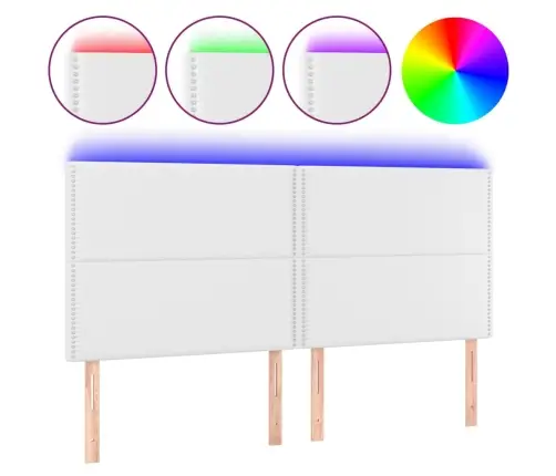 Led-Voodipeats, Valge, 180X5X118/128 cm Kunstnahk