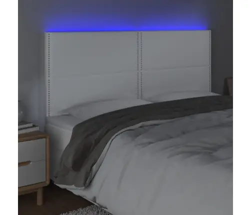 Led-Voodipeats, Valge, 180X5X118/128 cm Kunstnahk