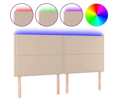 Gultas Galvgalis Ar Led, 180X5X118/128Cm, Kapučīno Mākslīgā Āda Vidaxl