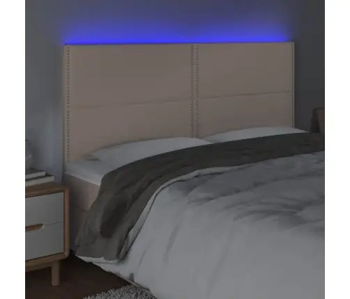 Gultas Galvgalis Ar Led, 180X5X118/128Cm, Kapučīno Mākslīgā Āda Vidaxl