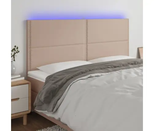 Gultas Galvgalis Ar Led, 180X5X118/128Cm, Kapučīno Mākslīgā Āda Vidaxl