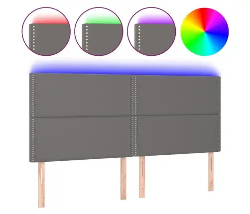 Gultas Galvgalis Ar Led, 200X5X118/128 Cm, Pelēks Mākslīgā Āda Vidaxl