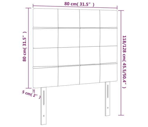 Gultas Galvgalis Ar Led, 80X5X118/128 Cm, Pelēkbrūns Audums Vidaxl