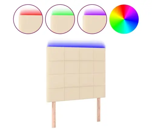 Gultas Galvgalis Ar Led, 90X5X118/128 Cm, Krēmkrāsas Audums Vidaxl