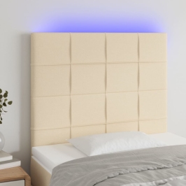 Gultas Galvgalis Ar Led, 100X5X118/128 Cm, Krēmkrāsas Audums Vidaxl