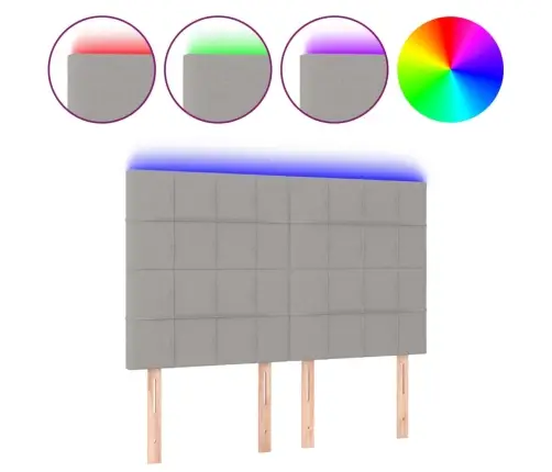 Gultas Galvgalis Ar Led, 144X5X118/128 Cm, Gaiši Pelēks Audums Vidaxl