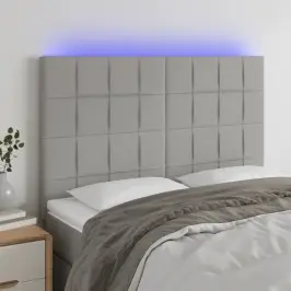 Gultas Galvgalis Ar Led, 144X5X118/128 Cm, Gaiši Pelēks Audums Vidaxl