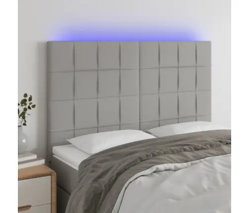 Gultas Galvgalis Ar Led, 144X5X118/128 Cm, Gaiši Pelēks Audums Vidaxl