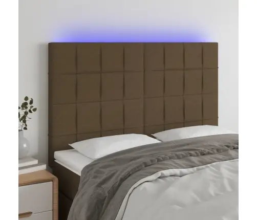 Gultas Galvgalis Ar Led, 144X5X118/128 Cm, Tumši Brūns Audums Vidaxl