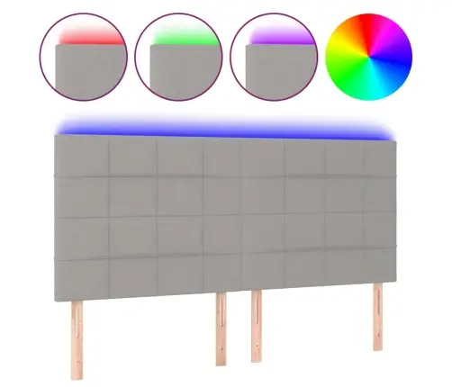 Gultas Galvgalis Ar Led, 160X5X118/128 Cm, Gaiši Pelēks Audums Vidaxl