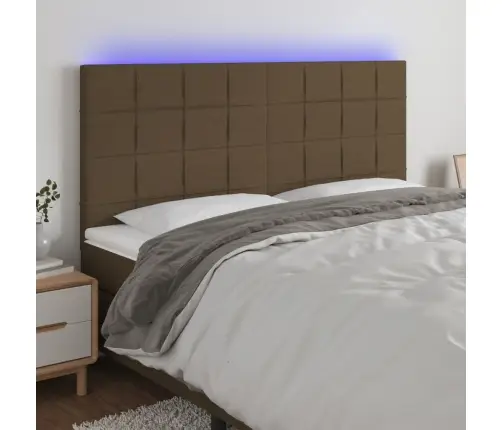 Gultas Galvgalis Ar Led, 180X5X118/128 Cm, Tumši Brūns Audums Vidaxl