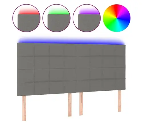 Gultas Galvgalis Ar Led, 200X5X118/128 Cm, Tumši Pelēks Audums  Vidaxl