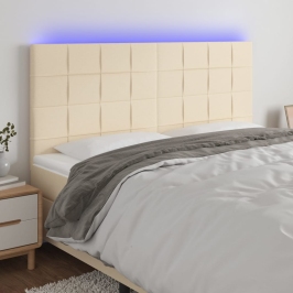 Gultas Galvgalis Ar Led, 200X5X118/128 Cm, Krēmkrāsas Audums Vidaxl