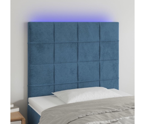 Gultas Galvgalis Ar Led, 80X5X118/128 Cm, Tumši Zils Samts Vidaxl
