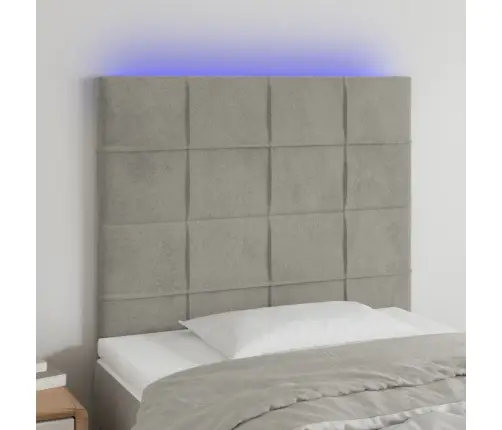 Gultas Galvgalis Ar Led, 90X5X118/128 Cm, Gaiši Pelēks Samts Vidaxl